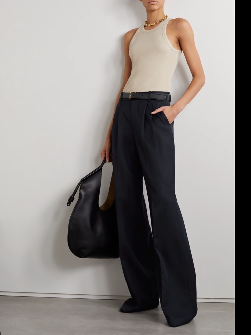 NILI LOTAN Flavie Pleated Cotton-Blend Twill Wide-Leg Pants